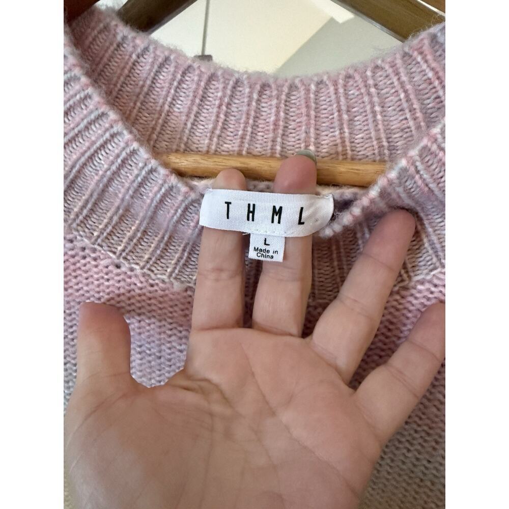THML Women's Thick Knit Pastel Watercolor Sweater Large - Picture 5 of 6
